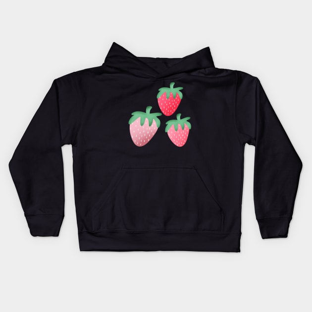 Strawberries Kids Hoodie by JessCarrsArt